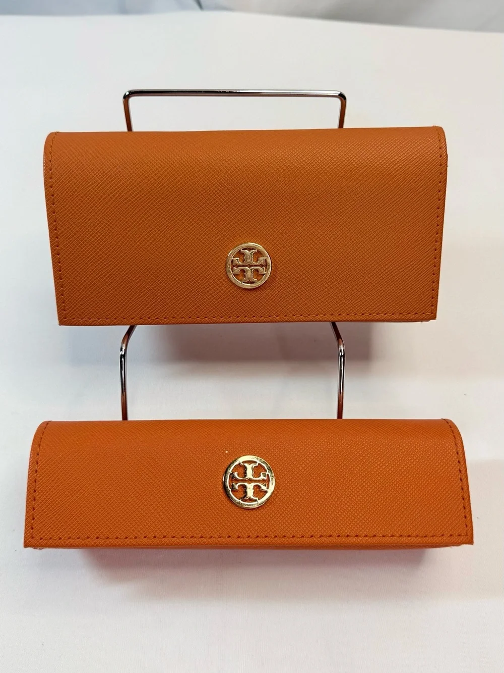 Tory Burch Orange Sunglasses Case Duo with Gold Logo